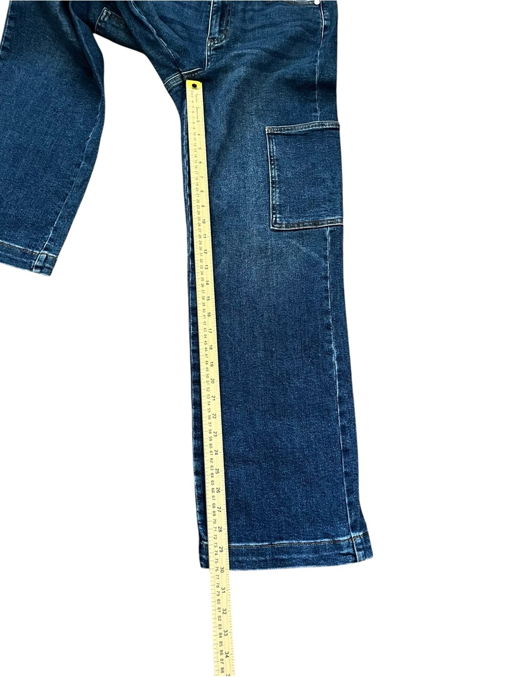 Judy Blue High Rise Wide Leg Cargo Pocket Jeans Dark Wash Size 5/27 - Picture 9 of 12